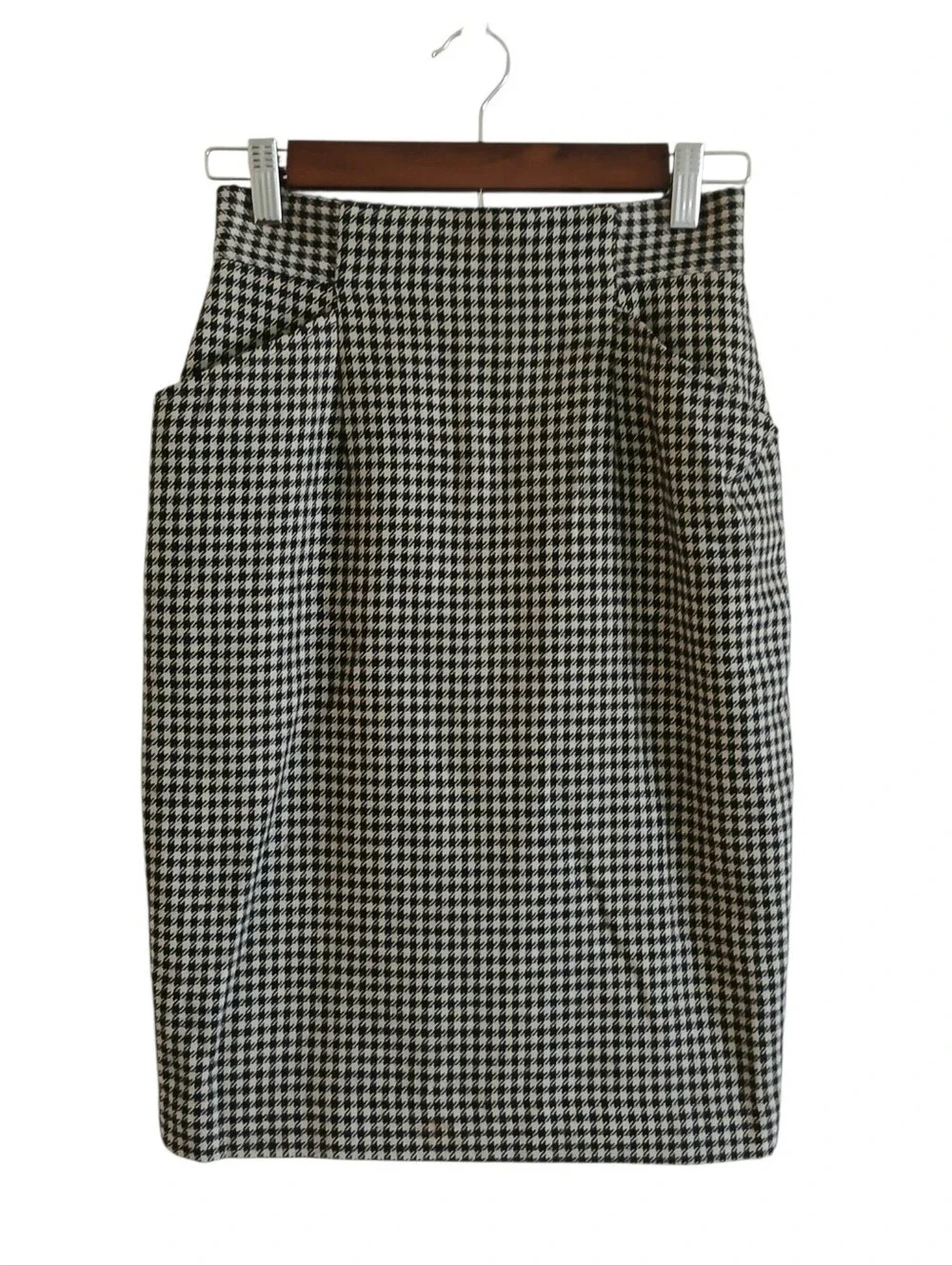 VINTAGE 90'S ESPRIT Wool Blend Houndstooth High Waist Pencil Skirt Women's 5/6